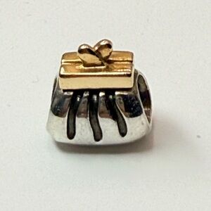 Pandora Purse Handbag Charm w/ Gold Bow Clasp 925 ALE